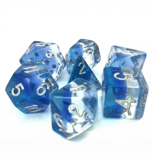 Polyhedral Dice Set | Acrylic | "Ice Blue" Transparent Layer | Set of 7 (D0088)