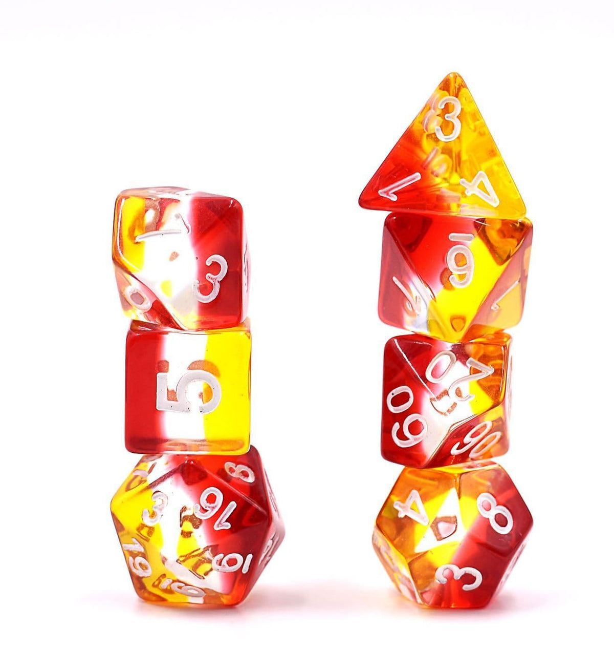 RPG Dice - "Fireball" - Set of 7