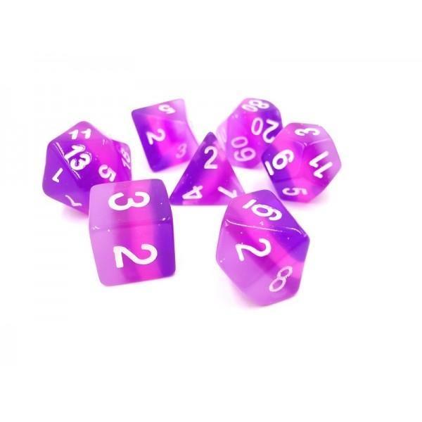 Polyhedral Dice Set | Acrylic | Translucent Layer Purple Gradient | Set of 7 (D0073)