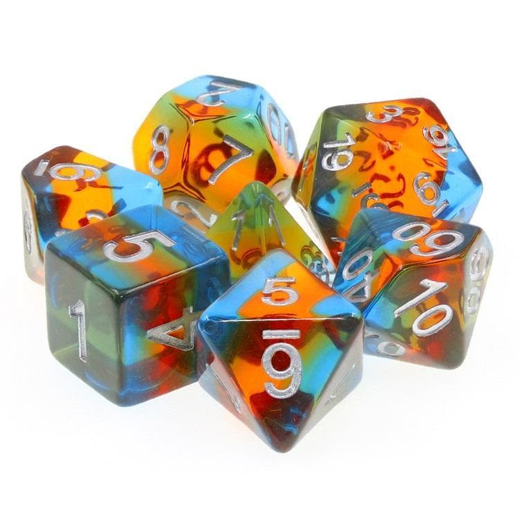 Polyhedral Dice Set | Acrylic | "Parallel Worlds" Transparent Blend | Set of 7 (D0012)