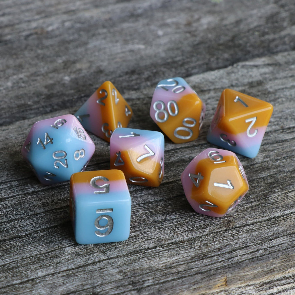 Polyhedral Dice Set | Acrylic | Pastel Candy Caramel | Set of 7 (D0086)