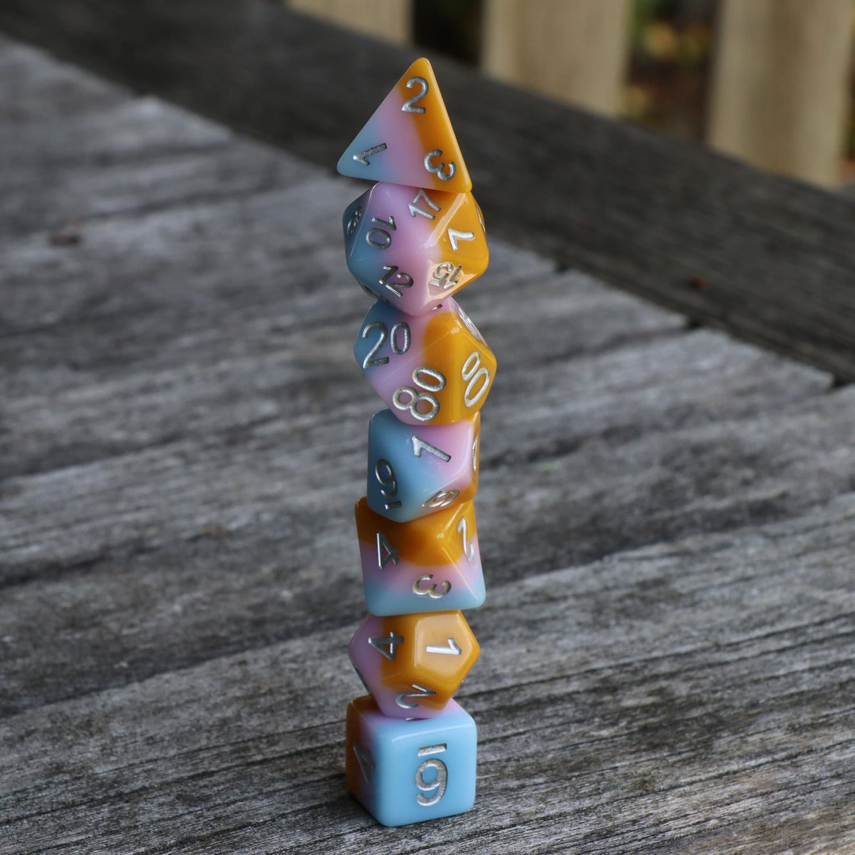 Polyhedral Dice Set | Acrylic | Pastel Candy Caramel | Set of 7 (D0086)