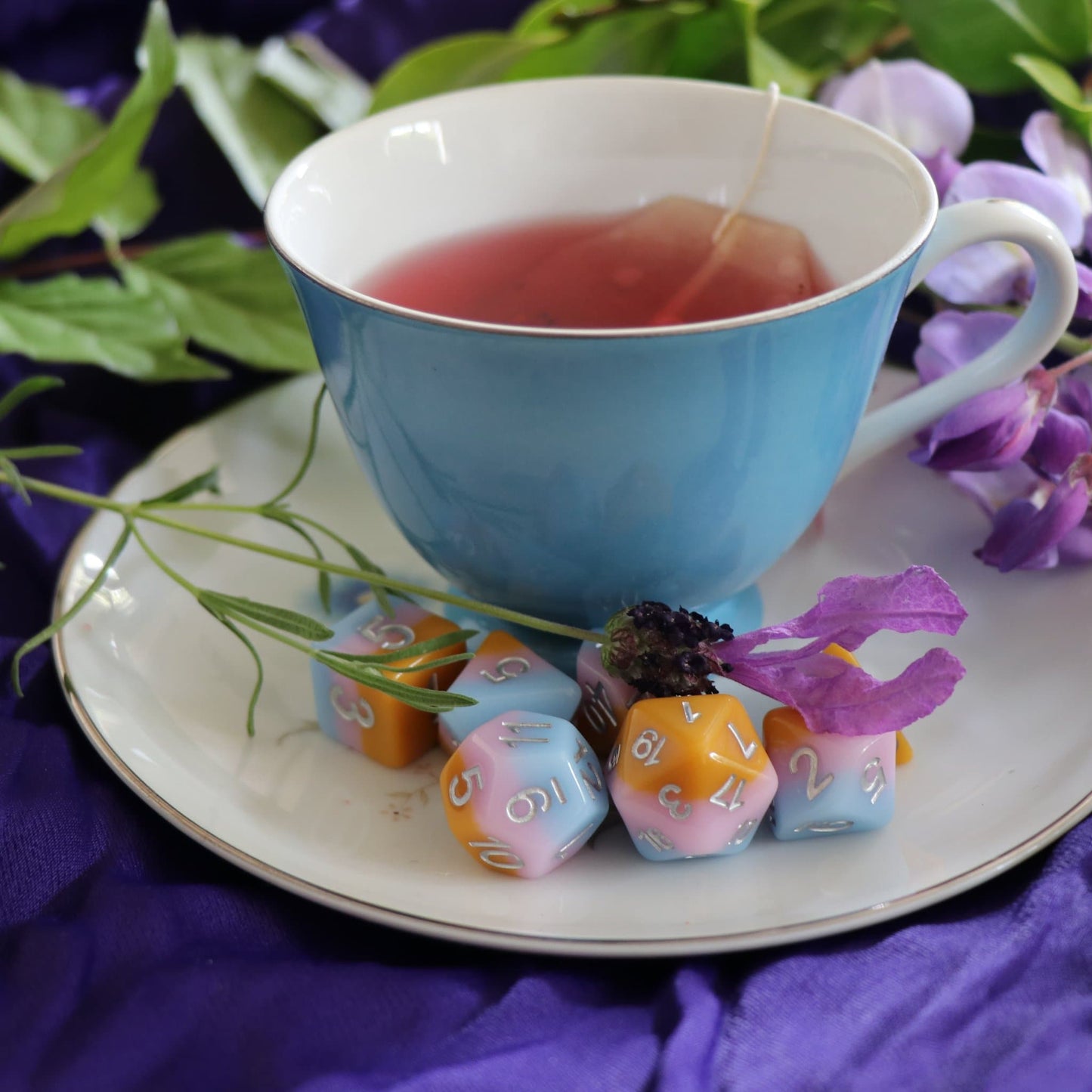 Polyhedral Dice Set | Acrylic | Pastel Candy Caramel | Set of 7 (D0086)