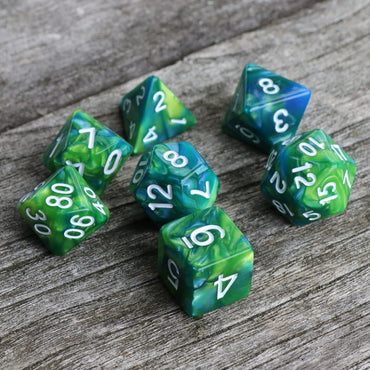 RPG Dice | Blend Blue Green | Set of 7