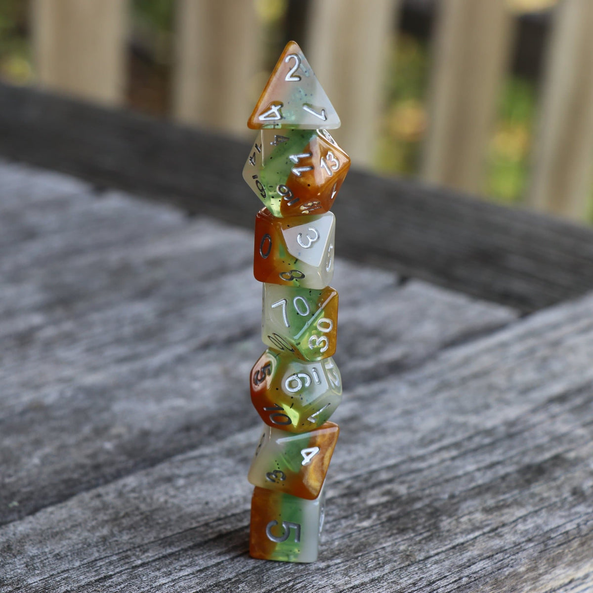Polyhedral Dice Set | Acrylic | "Layer Kiwifruit" | Set of 7 (D0084)