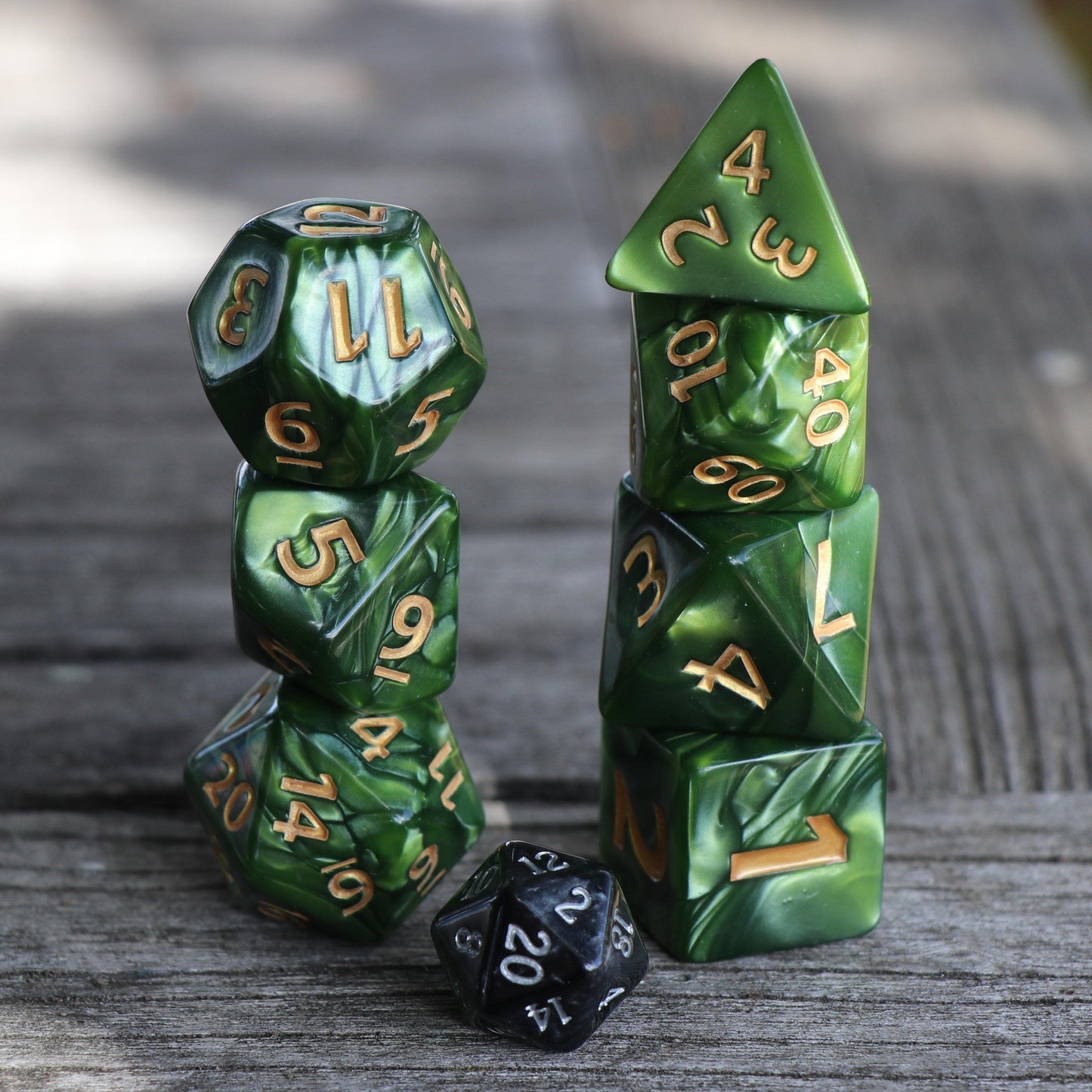Large Polyhedral Dice Set | GIANT Pearl - Green | Set of 7 (D1010)
