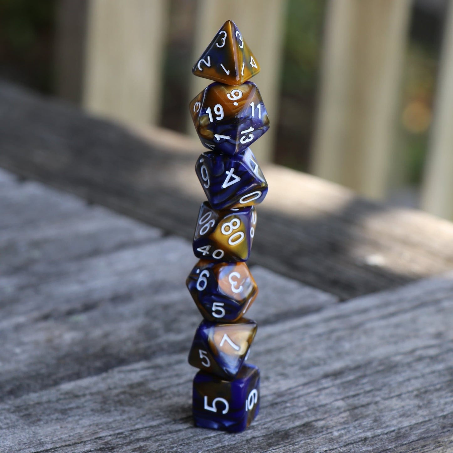 Polyhedral Dice Set | Acrylic | "Golden Sea" | Set of 7 (D0038)