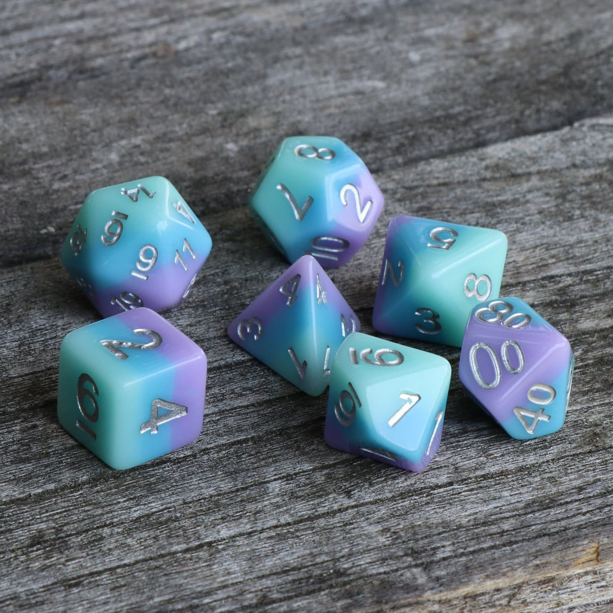 RPG Dice - Pastel Candy Blueberry Bubblegum - Set of 7