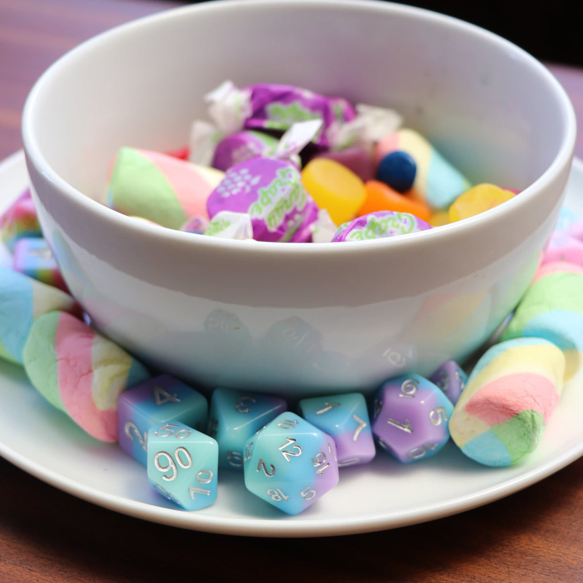 RPG Dice - Pastel Candy Blueberry Bubblegum - Set of 7