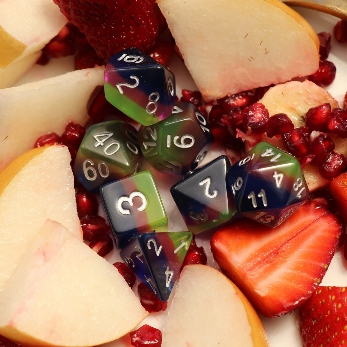 Polyhedral Dice Set | Acrylic | Layer "Neon Sunrise" | Set of 7 (D0091)