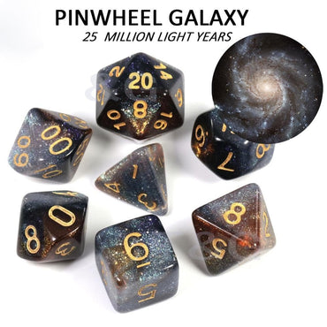 RPG Dice - Cosmos "Pinwheel Galaxy" - Set of 7