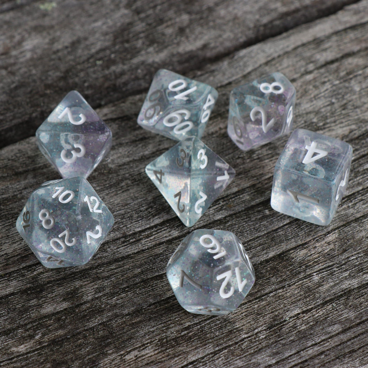 RPG Dice - "Phantom Sparkle" - Set of 7