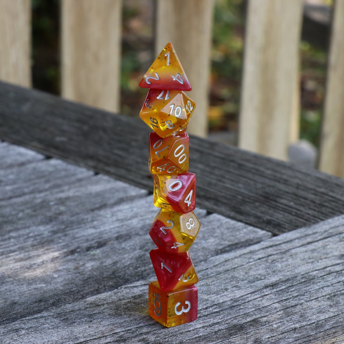 Polyhedral Dice Set | Acrylic | "Juicy Fruit" Passionfruit | Set of 7 (D0148)