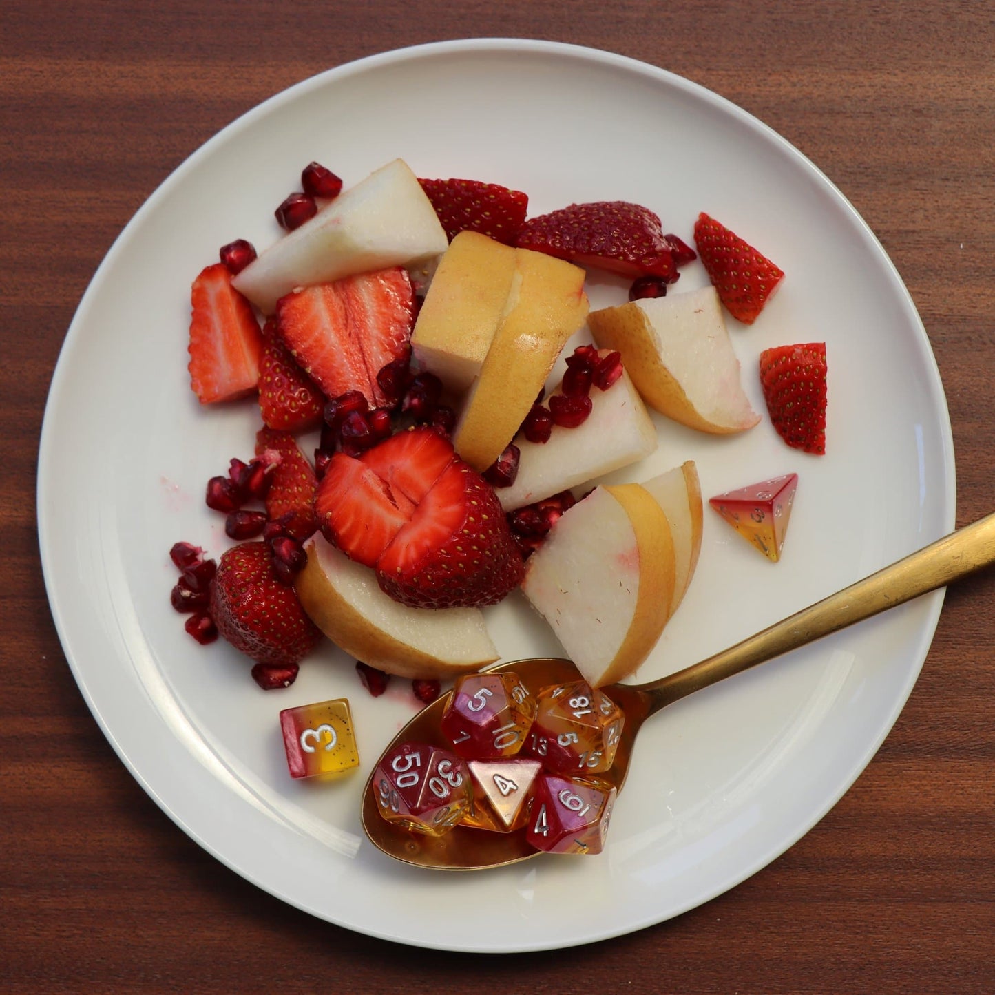 Polyhedral Dice Set | Acrylic | "Juicy Fruit" Passionfruit | Set of 7 (D0148)