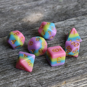 RPG Dice | Pastel Candy Rainbow | Set of 7