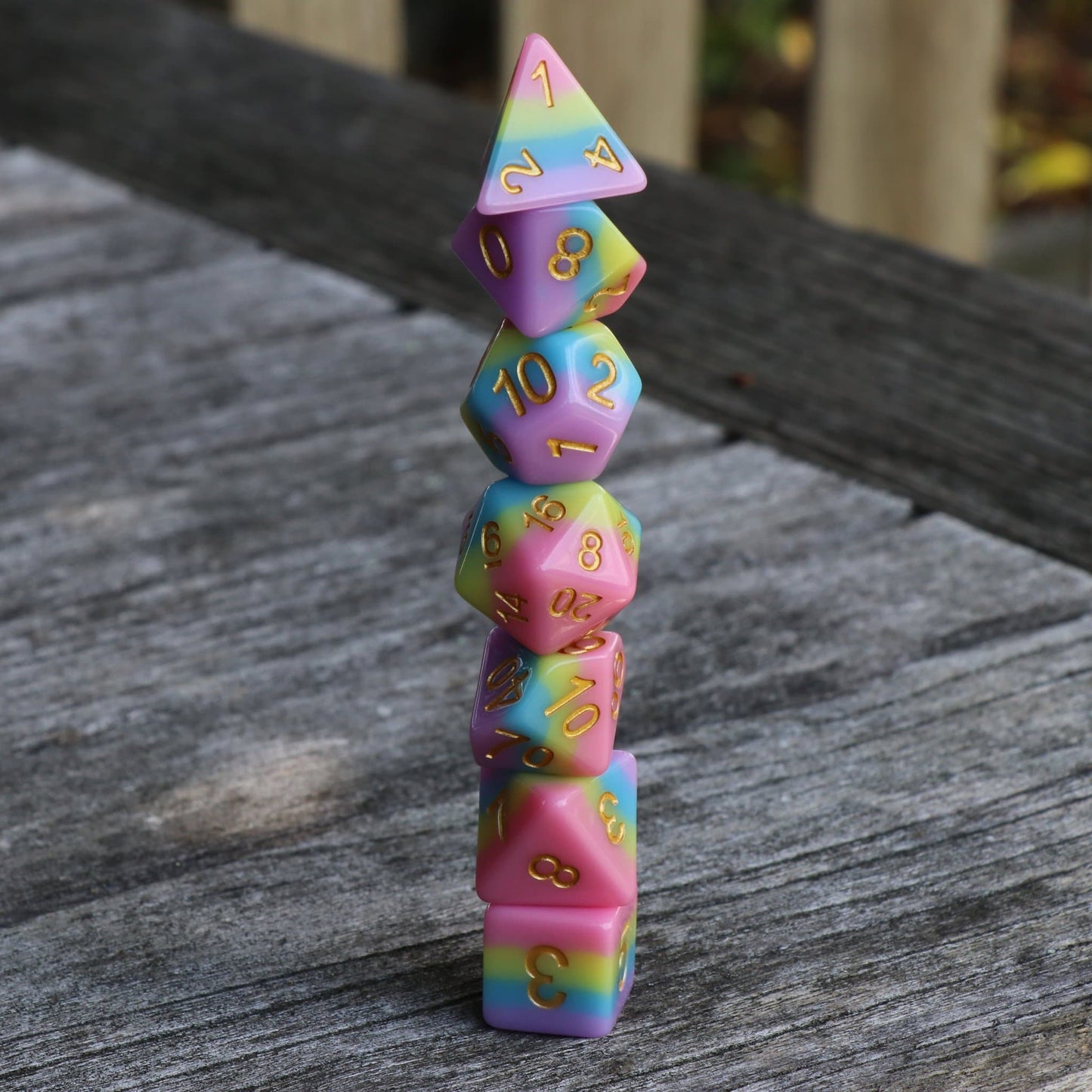 RPG Dice | Pastel Candy Rainbow | Set of 7