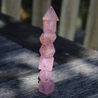 RPG Dice - "Rose Quartz" Translucent Glitter - Set of 7