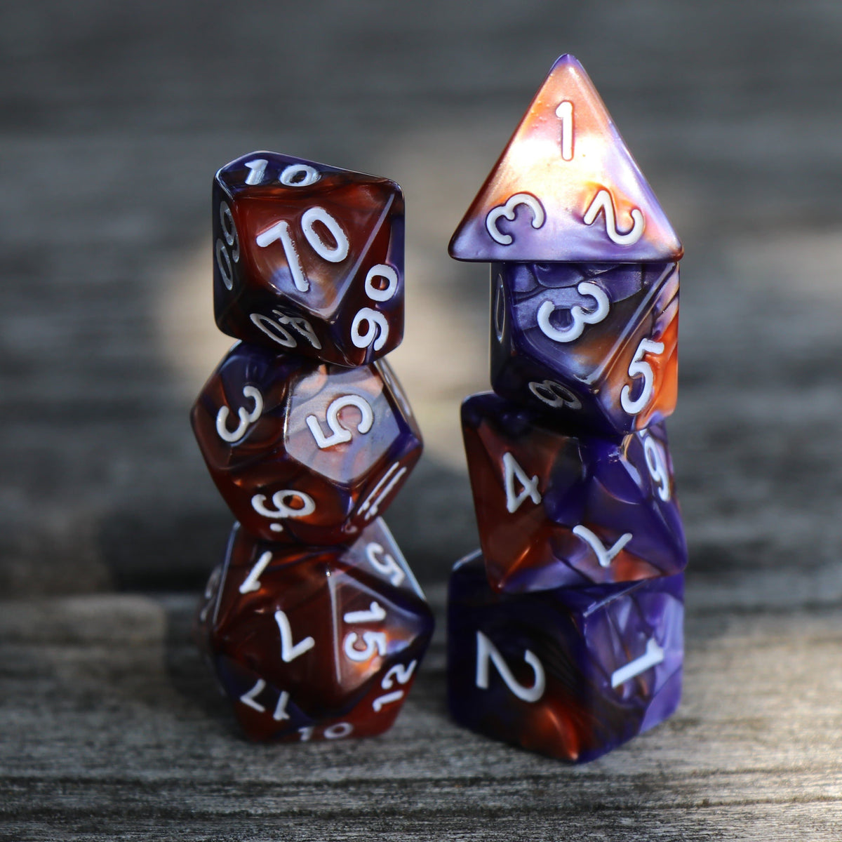 Polyhedral Dice Set | Acrylic | Blend Dark Blue Copper | Set of 7 (D0136)