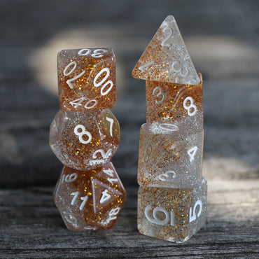 RPG Dice - Gold Silver Particles - Set of 7