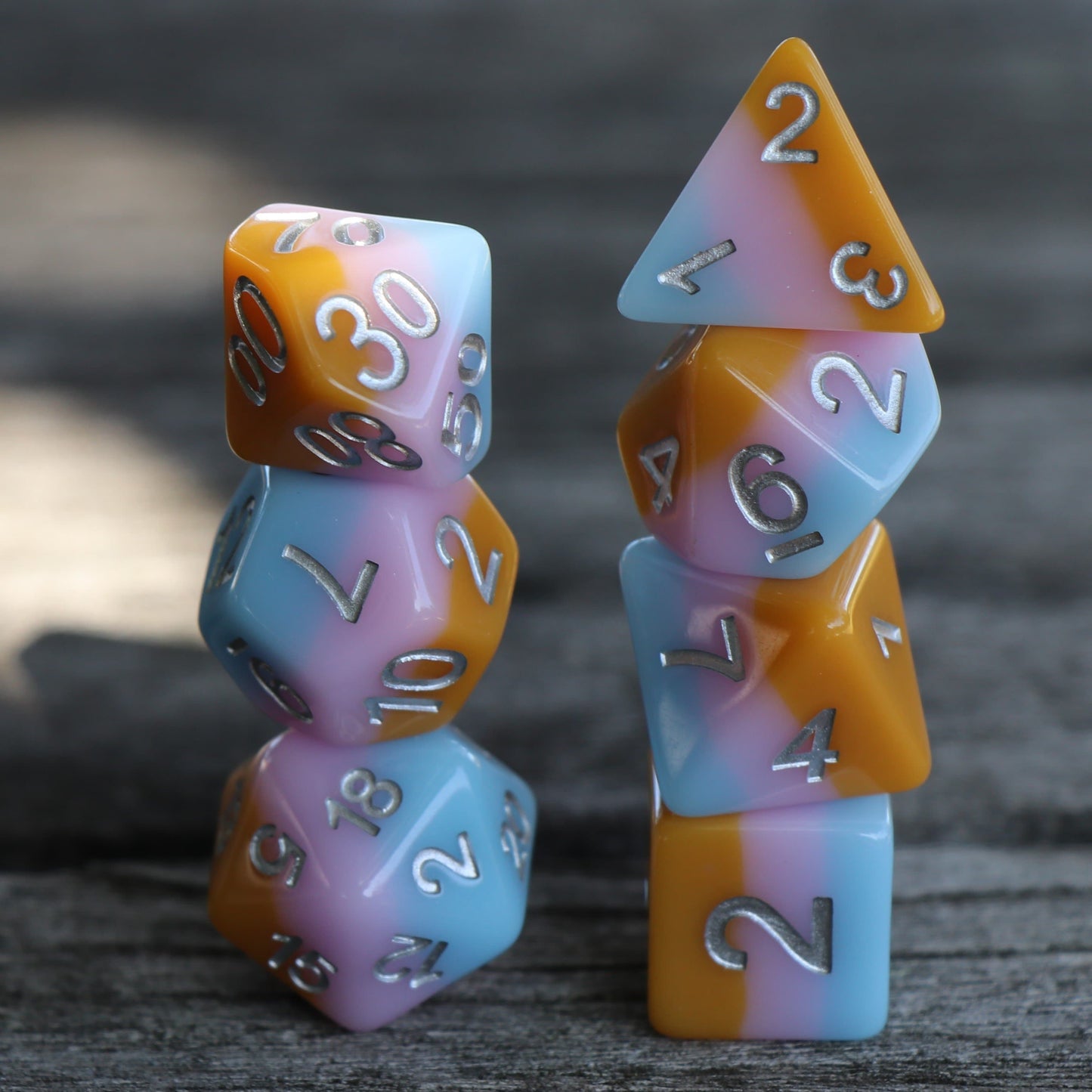 Polyhedral Dice Set | Acrylic | Pastel Candy Caramel | Set of 7 (D0086)