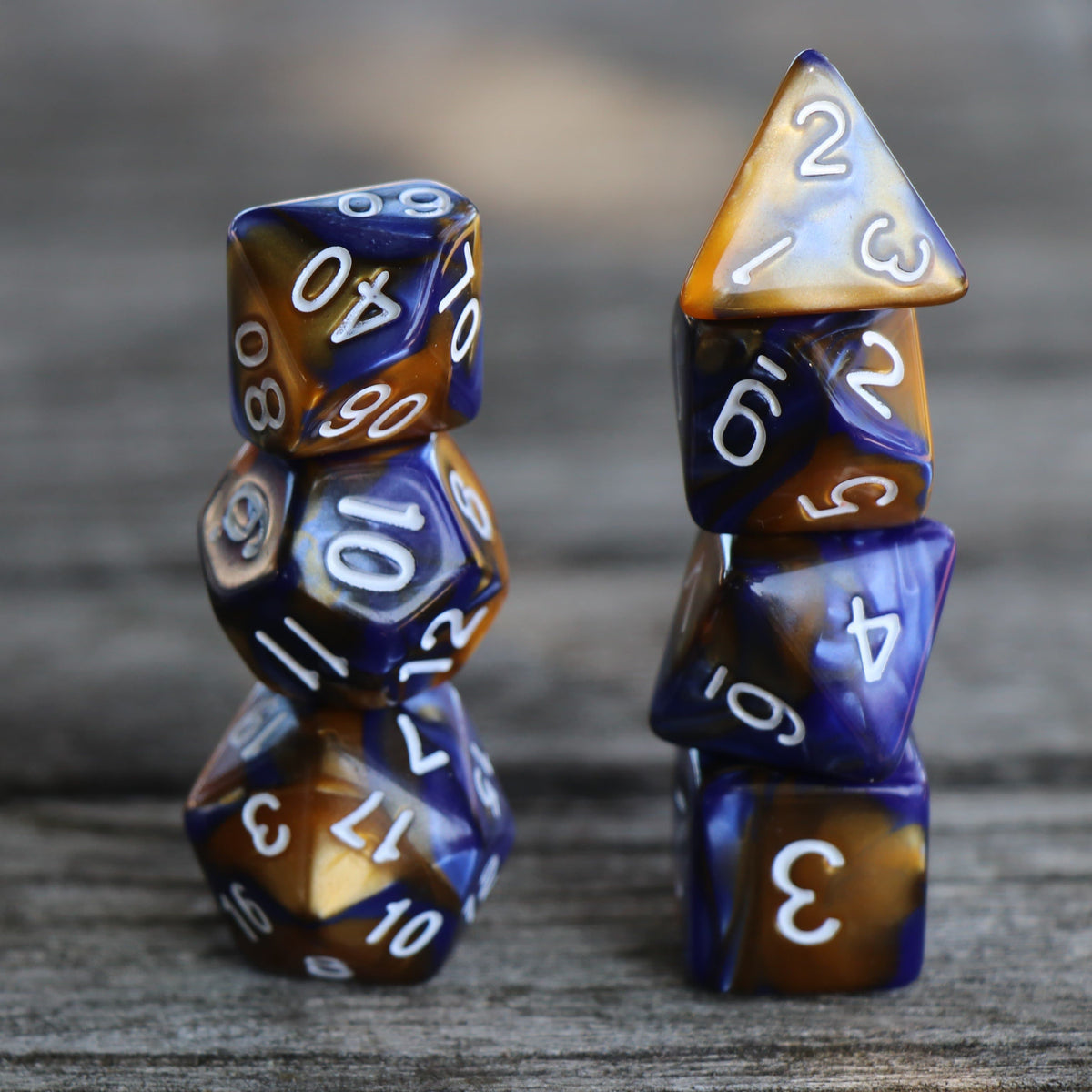 Polyhedral Dice Set | Acrylic | "Golden Sea" | Set of 7 (D0038)