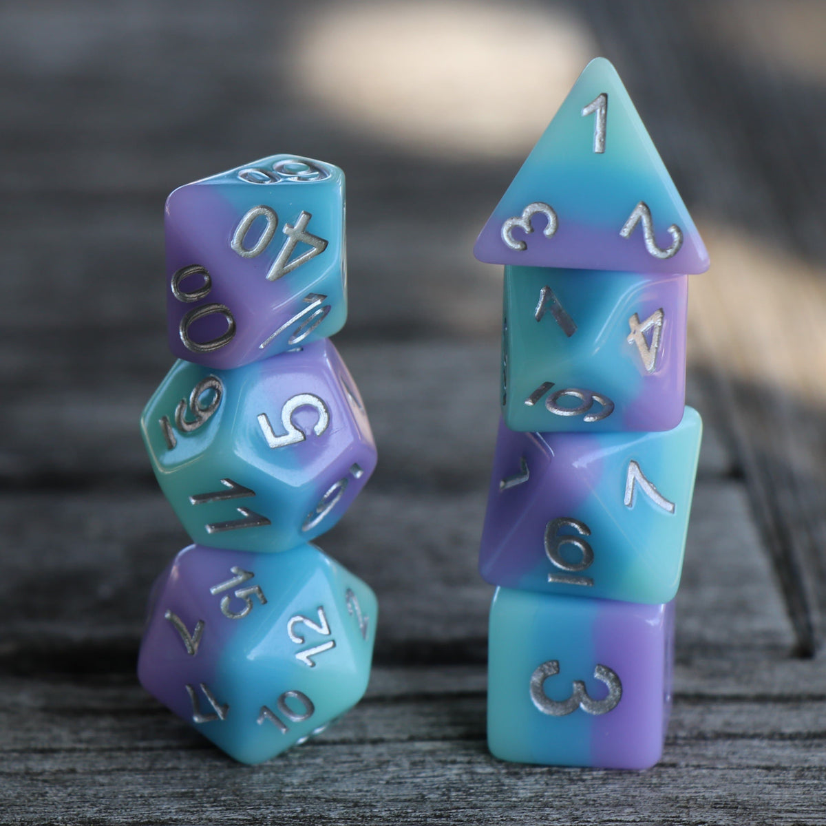 RPG Dice - Pastel Candy Blueberry Bubblegum - Set of 7