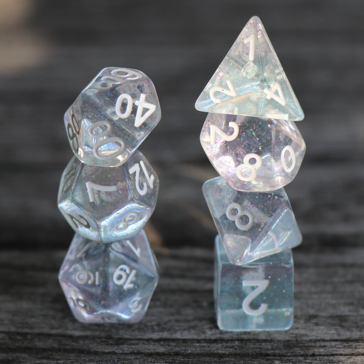 RPG Dice - "Phantom Sparkle" - Set of 7