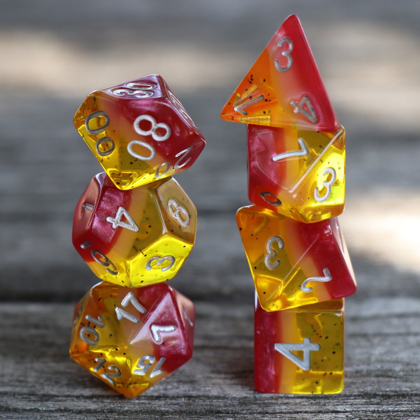 Polyhedral Dice Set | Acrylic | "Juicy Fruit" Passionfruit | Set of 7 (D0148)