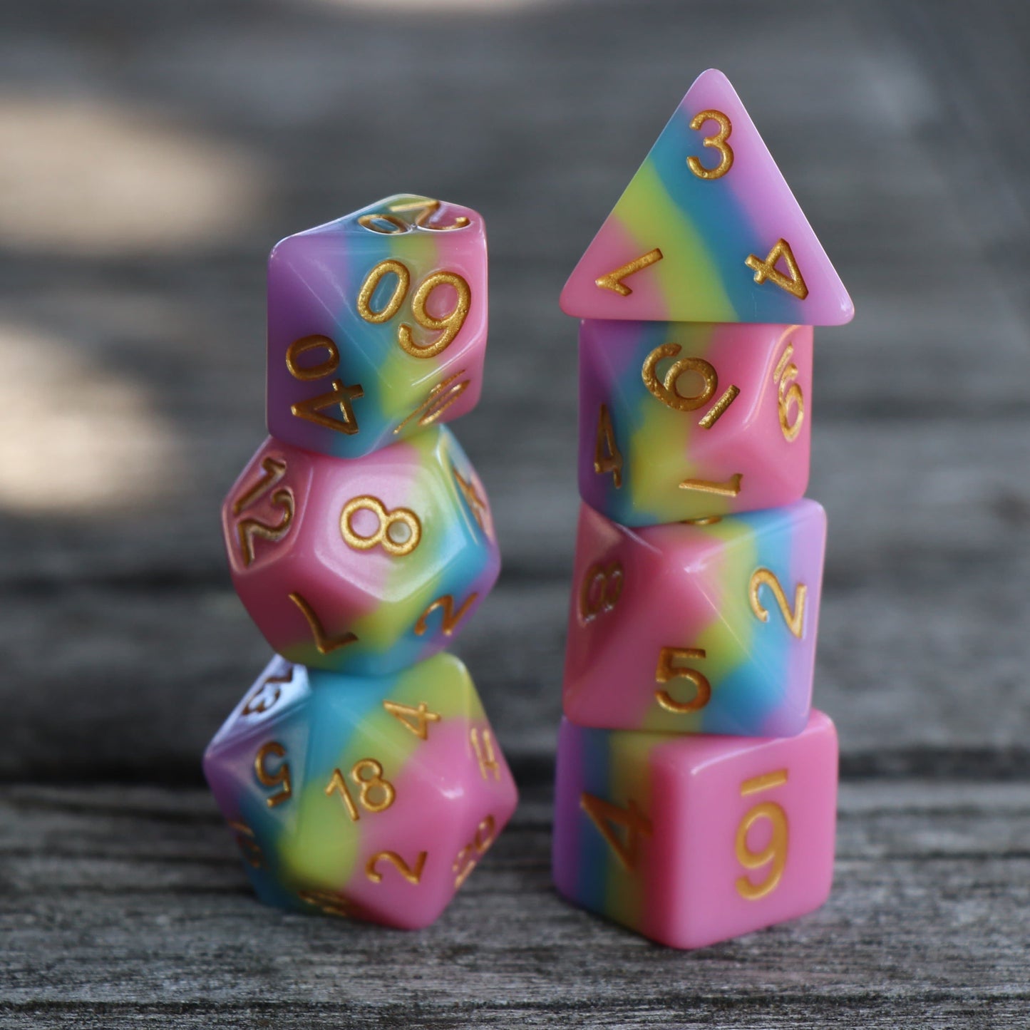 RPG Dice | Pastel Candy Rainbow | Set of 7
