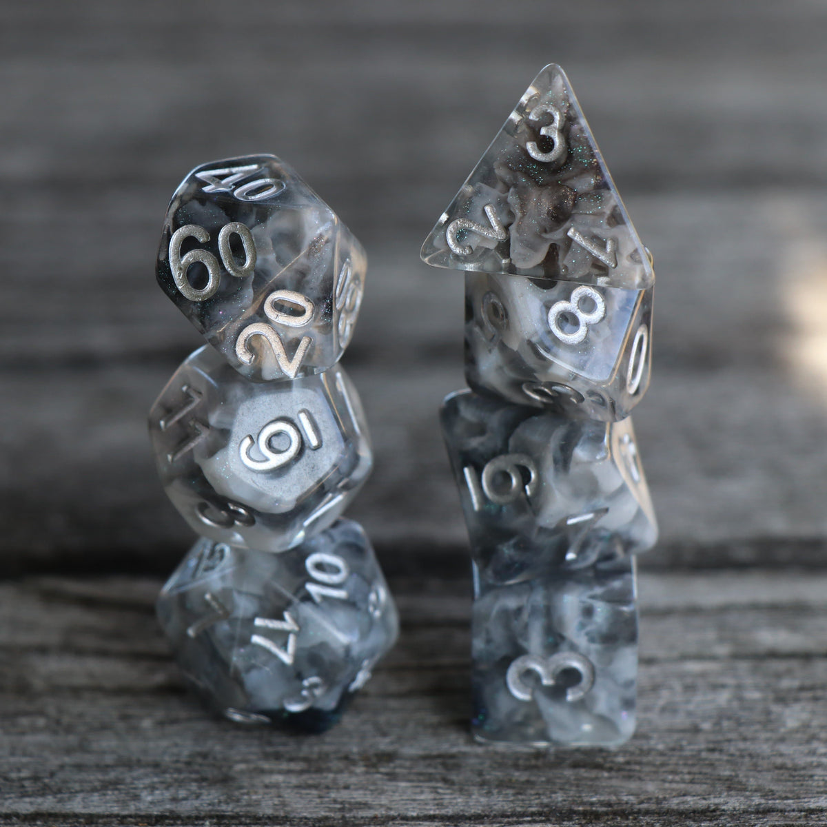 RPG Dice - "Snowy Crystal" - Set of 7