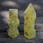 Polyhedral Dice Set | Acrylic | "Sour Glitter Lemon" | Set of 7 (D0044)