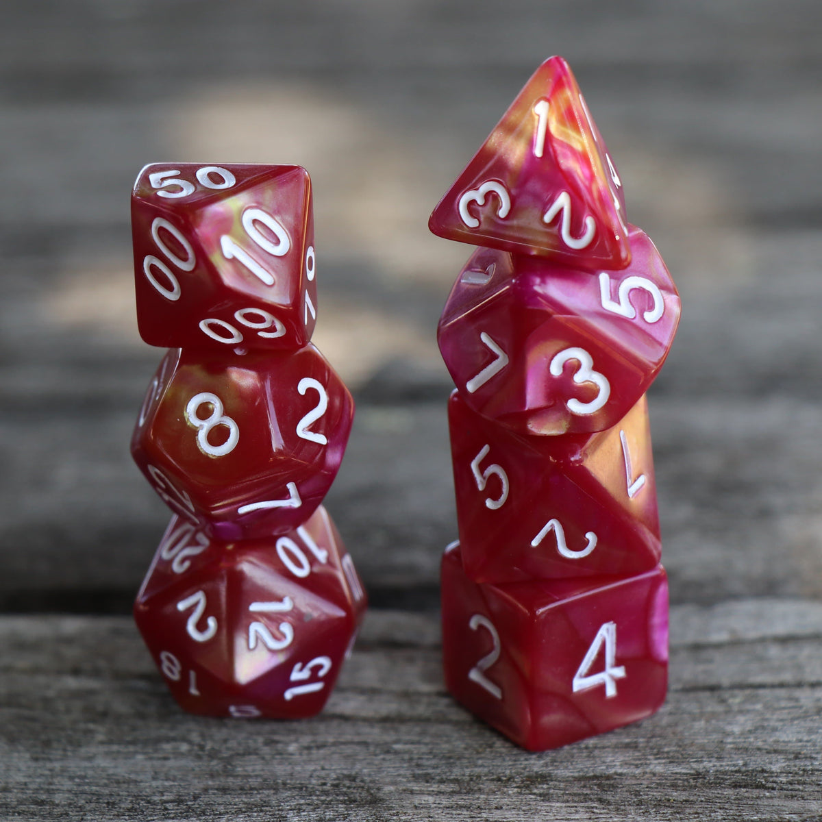 Polyhedral Dice Set | Acrylic | "Golden Rose Garden"| Set of 7 (D0053)