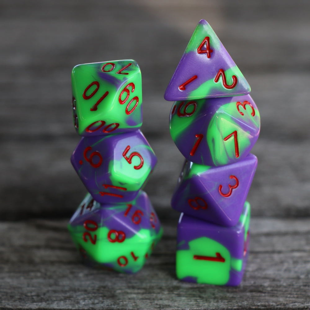 RPG Dice - Blend Purple Green - Set of 7