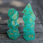 RPG Dice 7 Set - Translucent Green Glitter