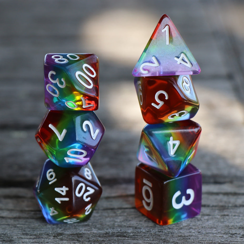 RPG Dice | Transparent Layer Rainbow | Set of 7