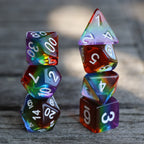RPG Dice | Transparent Layer Rainbow | Set of 7