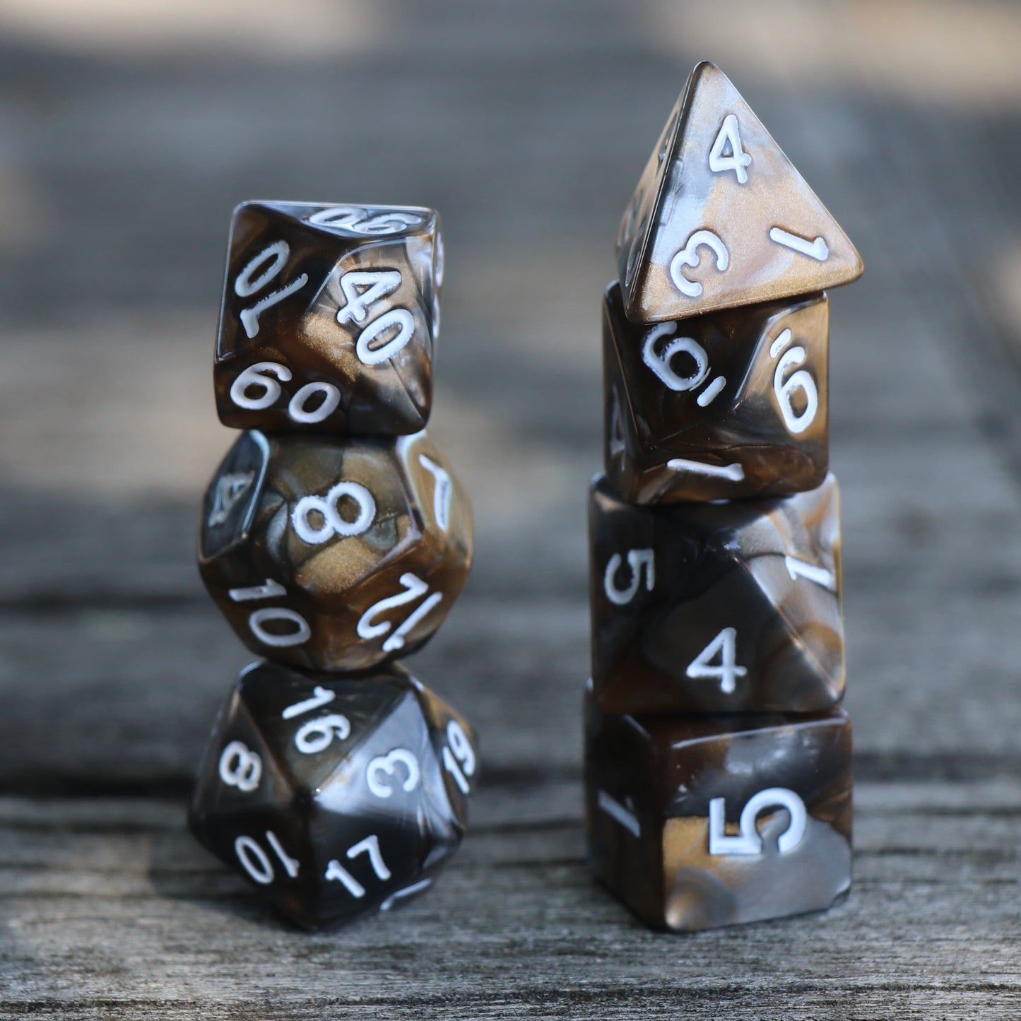 RPG Dice - Blend Silver Gold - Set of 7