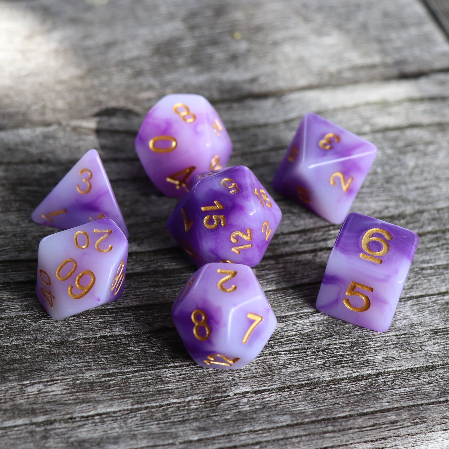 Polyhedral Dice Set | Acrylic |  Purple "Arcane Jade" | Set of 7 (D0041)