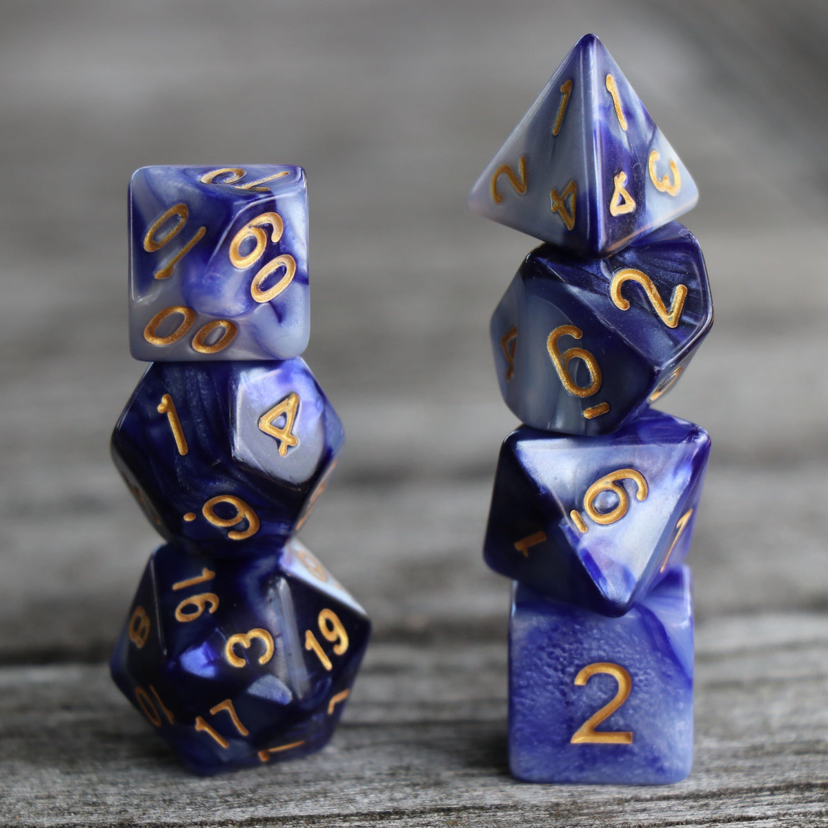 Polyhedral Dice Set | Acrylic | Blend Purple White | Set of 7 (D0048)