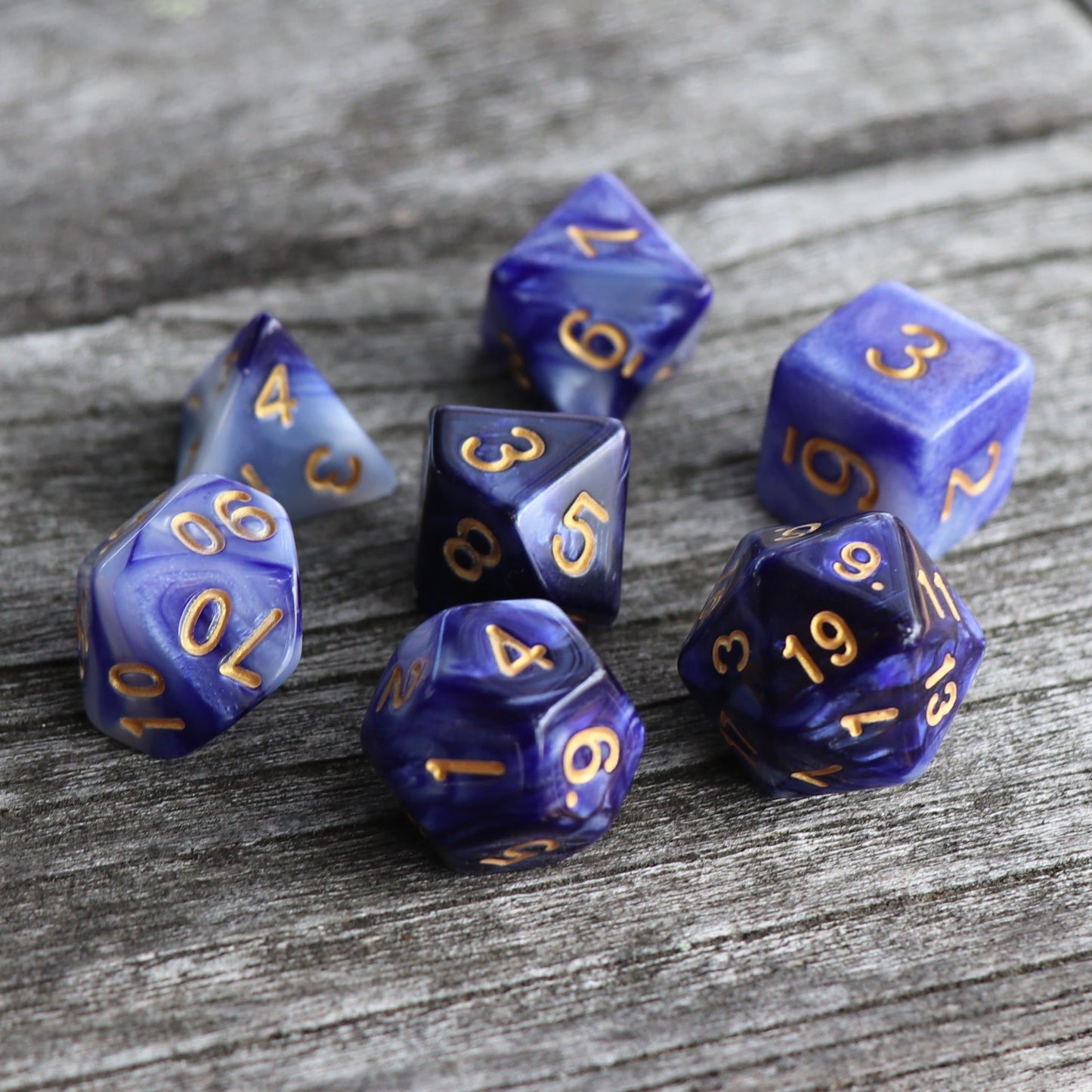Polyhedral Dice Set | Acrylic | Blend Purple White | Set of 7 (D0048)