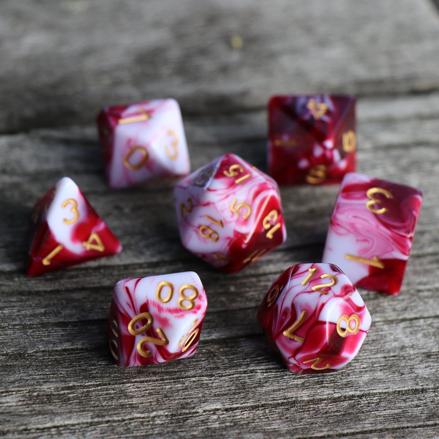 Polyhedral Dice Set | Acrylic | "Berries & Cream" | Set of 7 (D0261)
