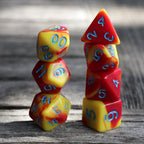 Polyhedral Dice Set | Acrylic | Blood Sunrise (Blue Font) | Set of 7 (D0075)