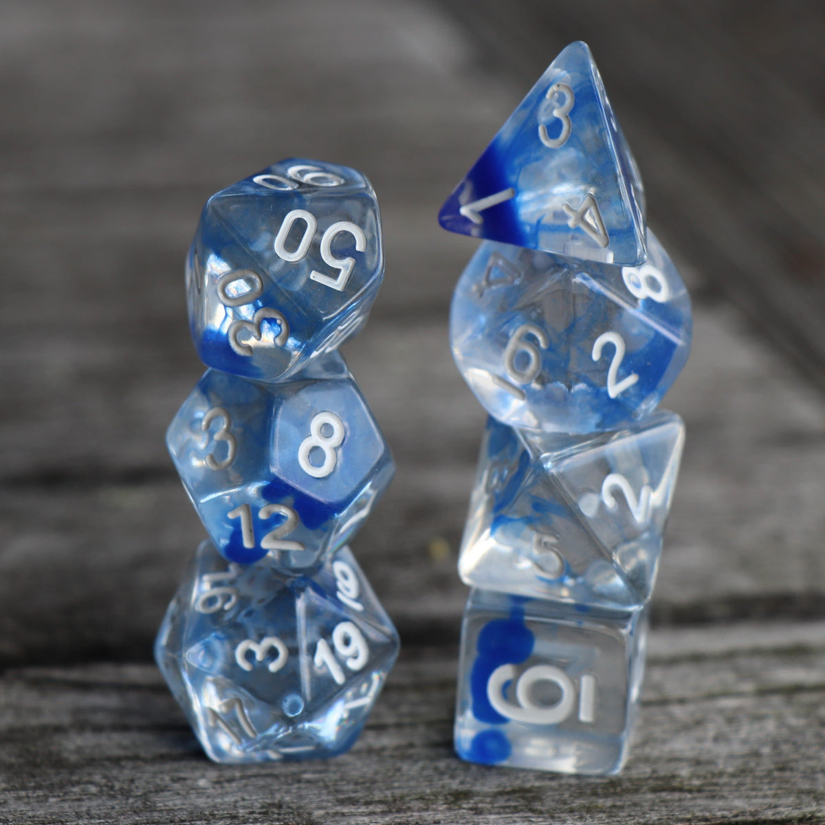 Polyhedral Dice Set | Acrylic | "Blood Alchemy" Blue | Set of 7 (D0029)
