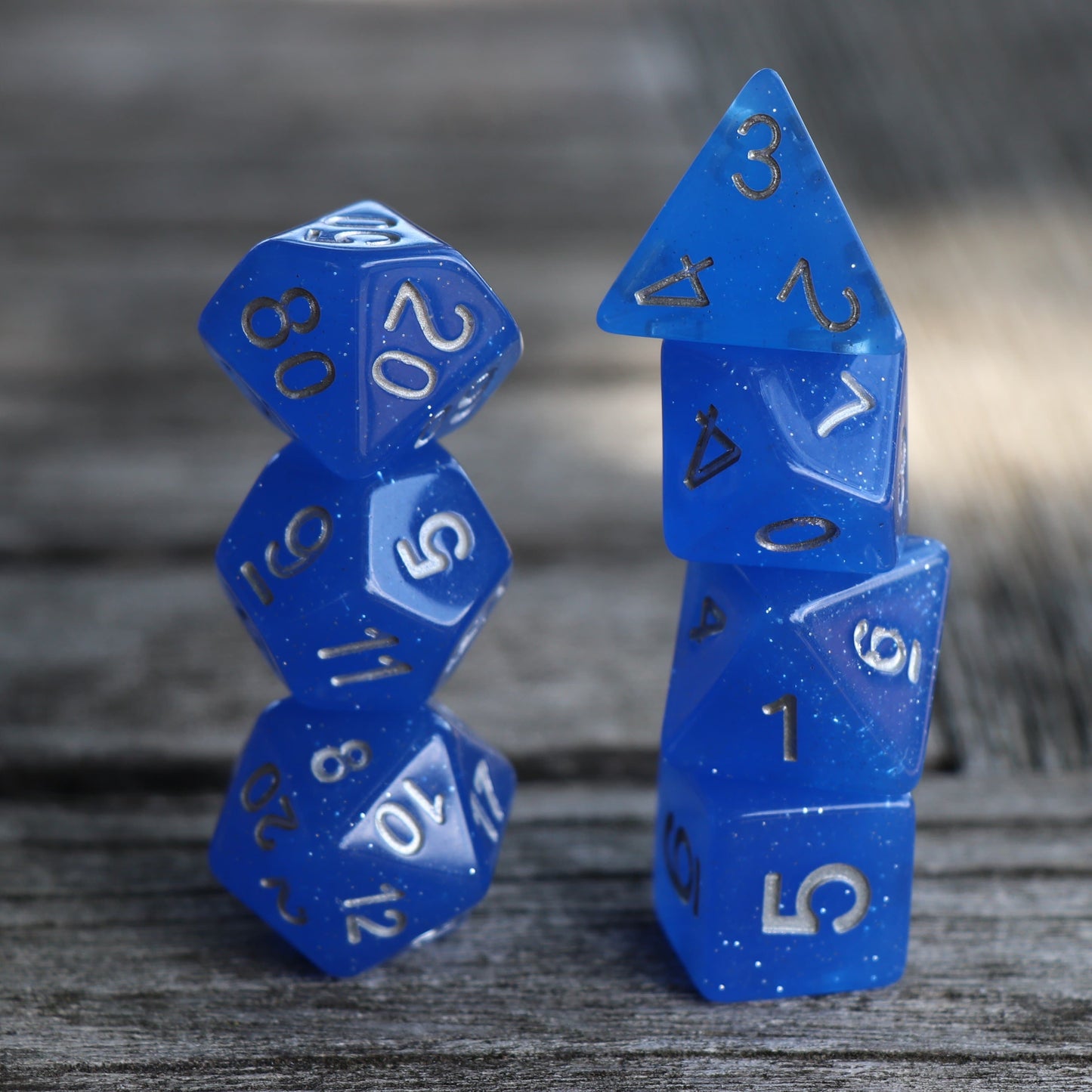 Polyhedral Dice Set | Acrylic | Translucent Deep Blue Glitter | Set of 7 (D0065)