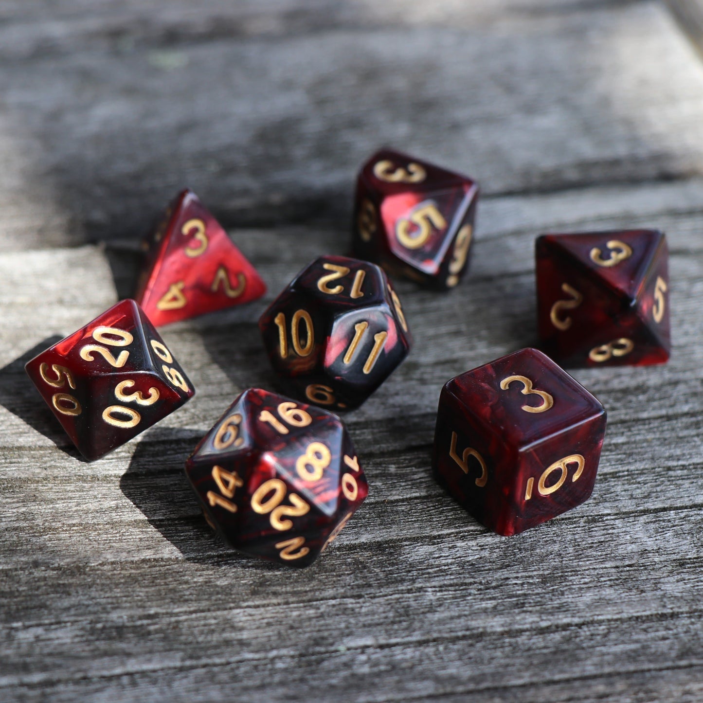 RPG Dice - Metallic Blend Black Red - Set of 7