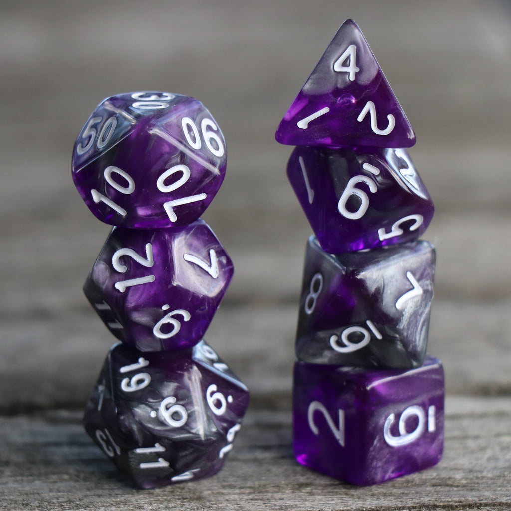 RPG Dice - Amethyst Ore - Set of 7