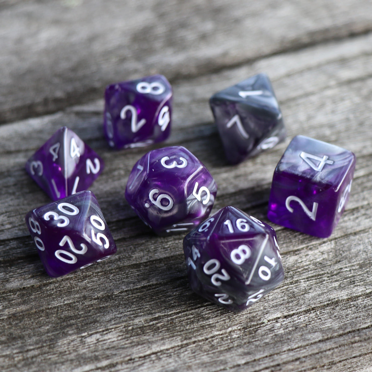 RPG Dice - Amethyst Ore - Set of 7