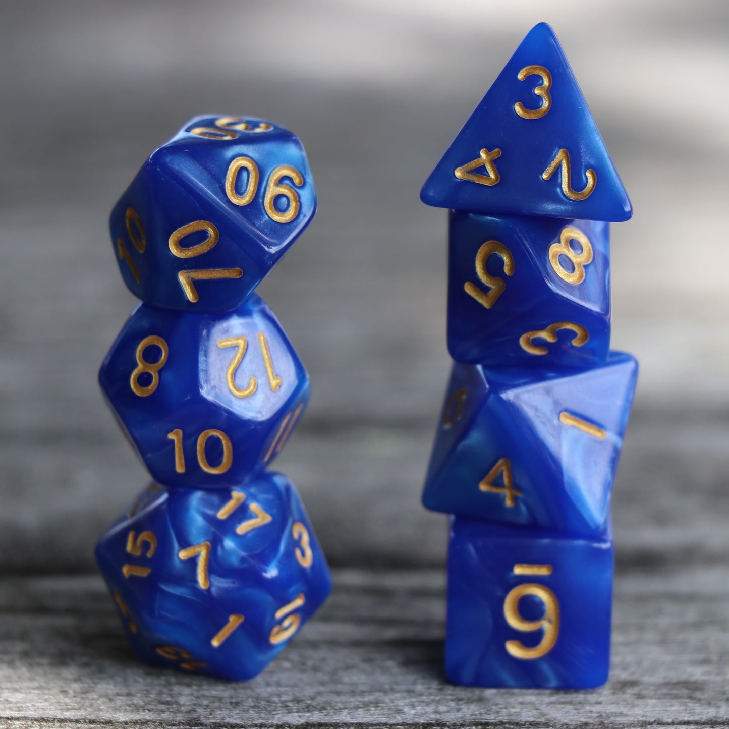 RPG Dice 7 Set - Pearl Blue (Gold Font)