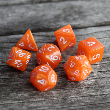 RPG Dice 7 Set - Pearl Orange (White Font)
