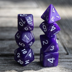 RPG Dice 7 Set - Pearl Purple (White Font)